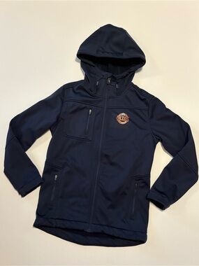 Kids Navy Hooded Softshell Jacket with Oilers Logo